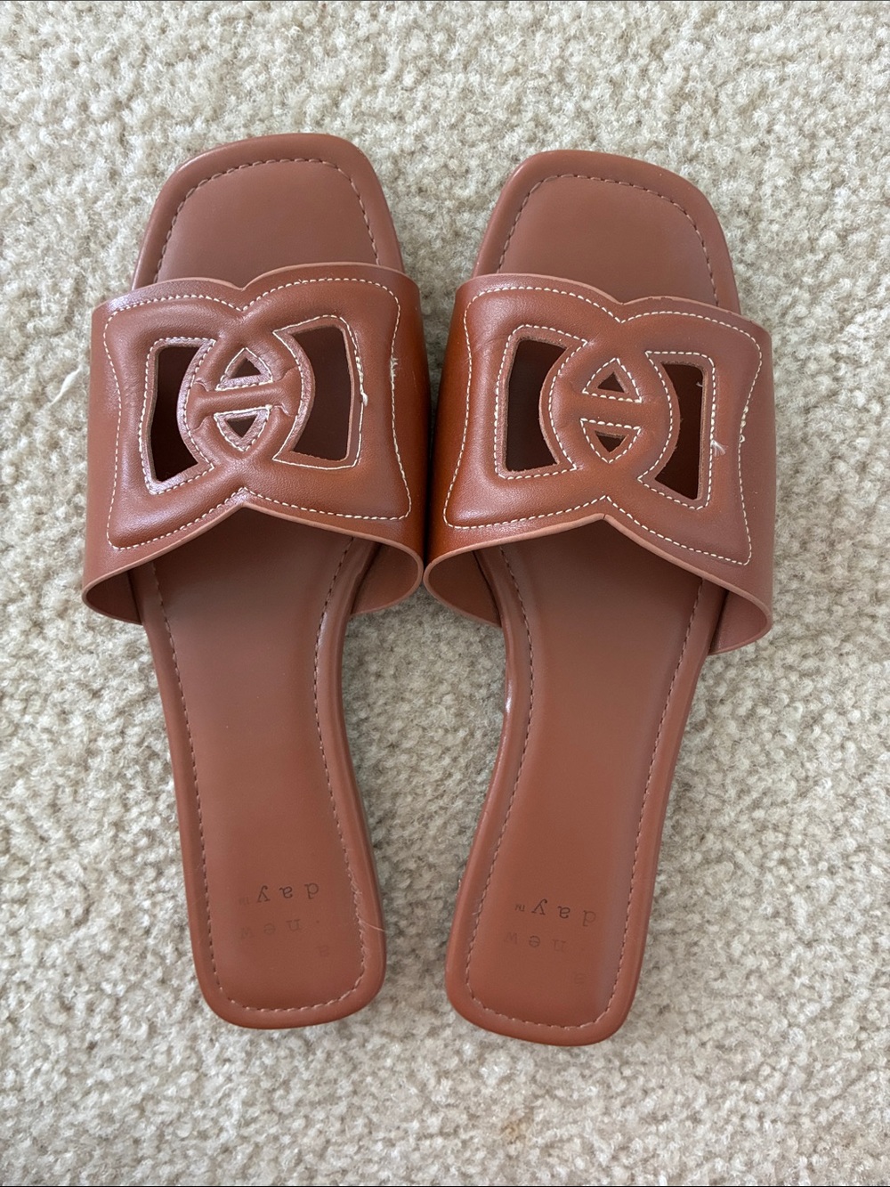 a new day Brown Slide Mules with Cutout Strap